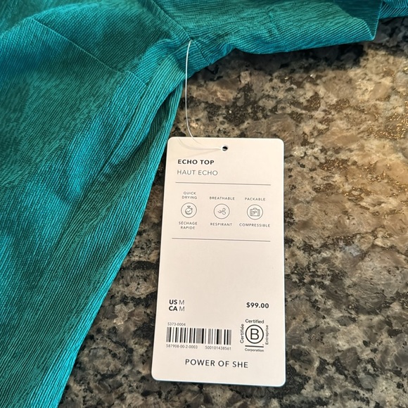 Athleta vibrant green Echo Button down top NWT - Picture 7 of 10